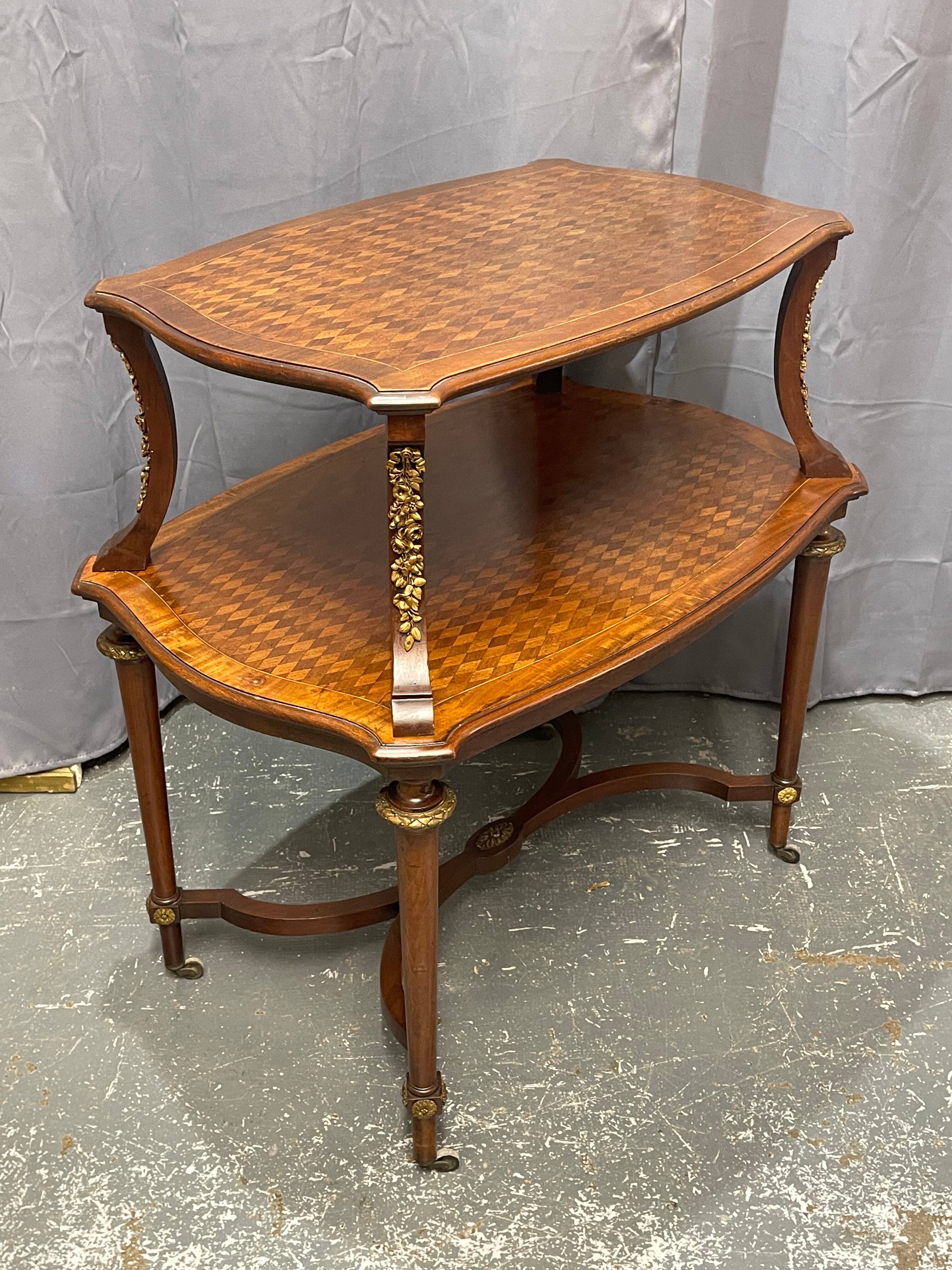 Tea table, marquetry living room table, early 20th century