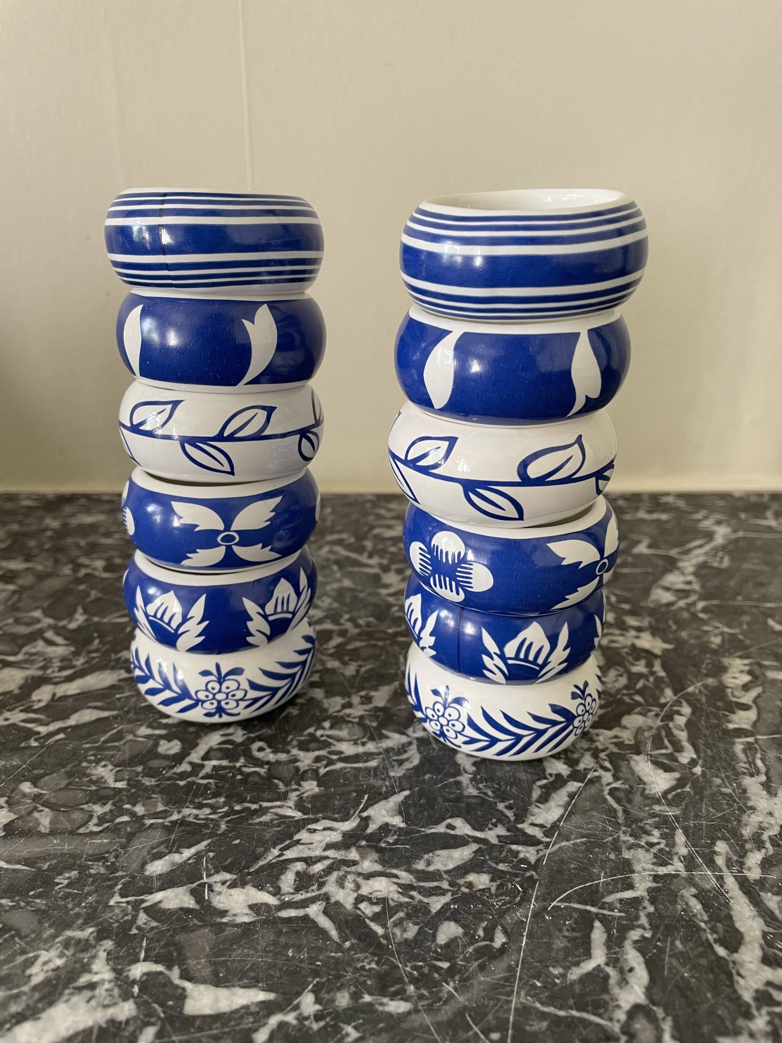 Set of 12 napkin rings in porcelain