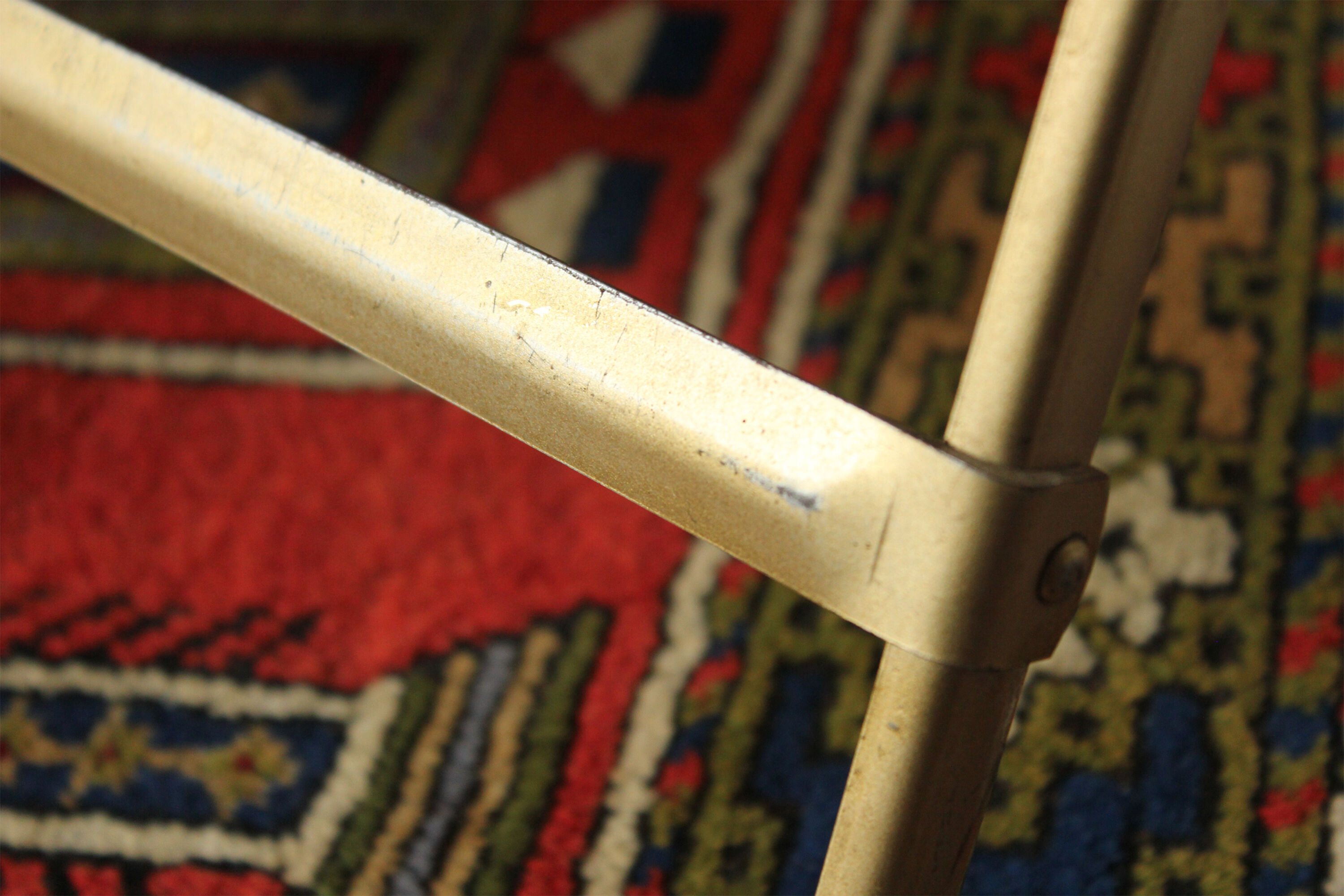 Folding chaisor chairs, gold structure and vintage golden yellow velvet