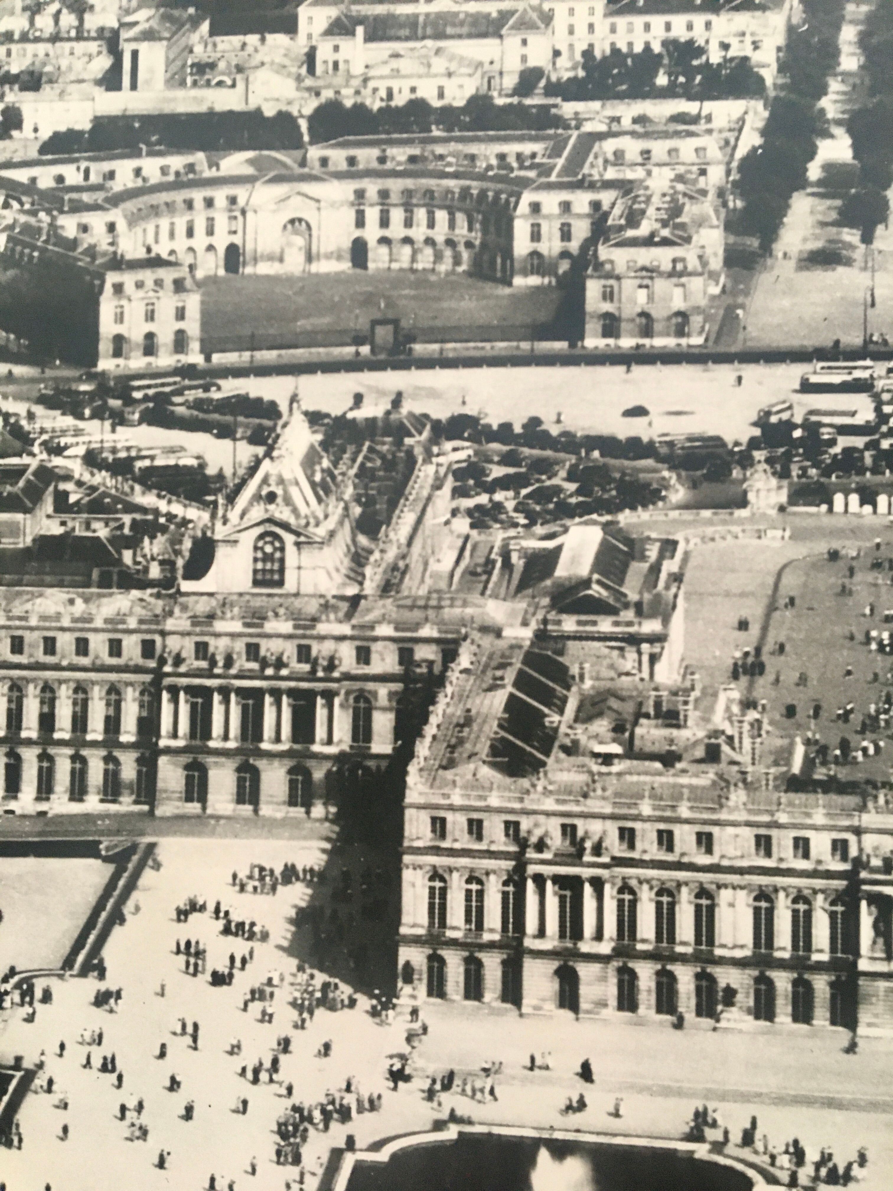 Aerial view of the Palace of Versailles, 50s