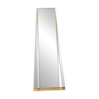 Large standing mirror in beveled gilded wood 1970