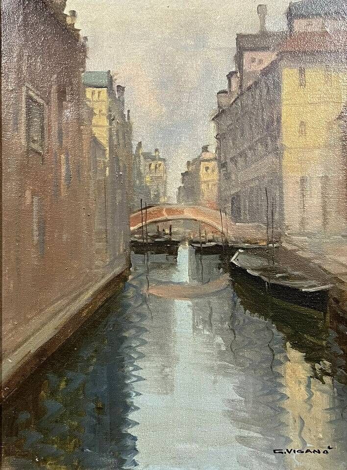 Giuseppe VIGANO: oil on canvas view of Venice circa 1930-1940