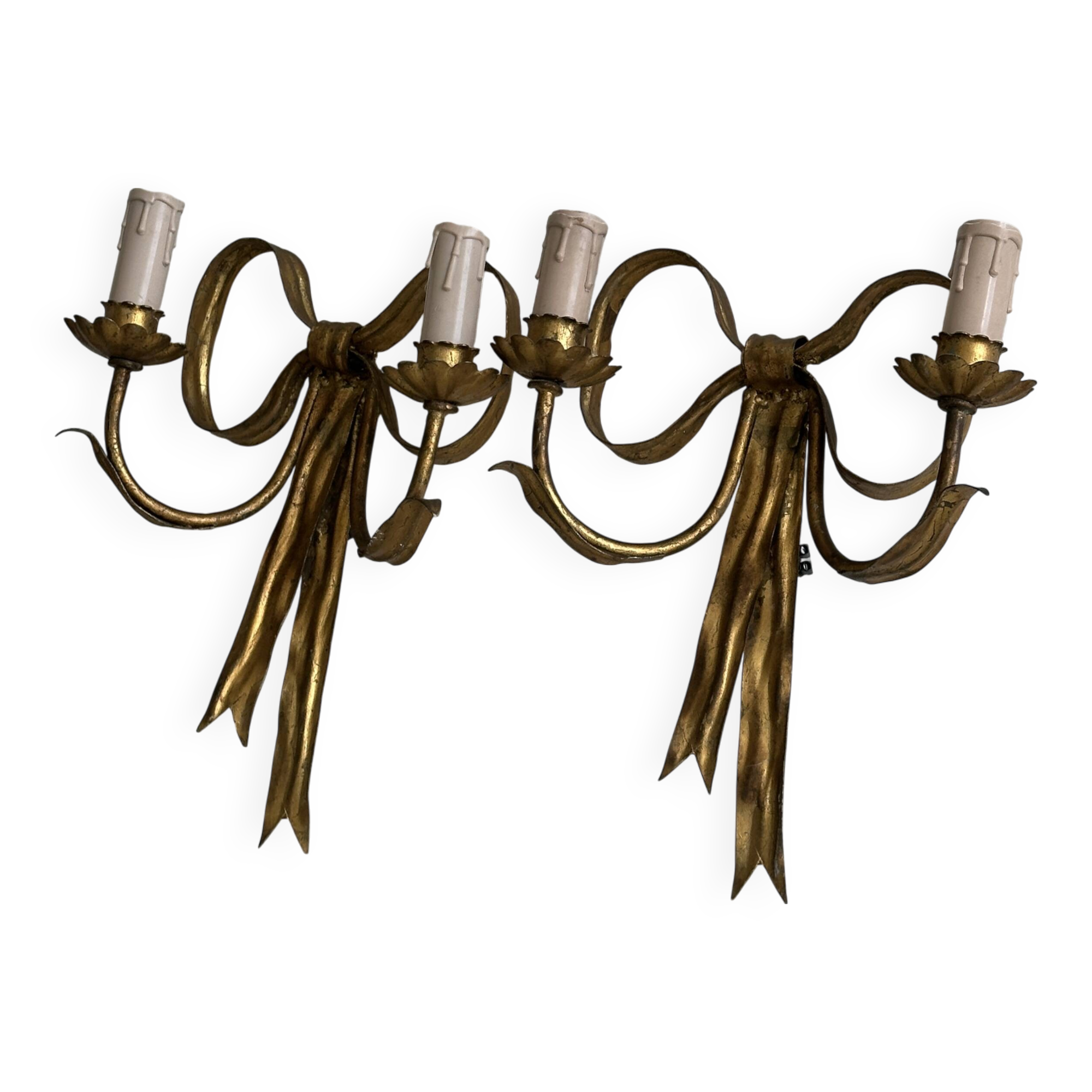 pair of antique metal wall lights