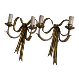 pair of antique metal wall lights