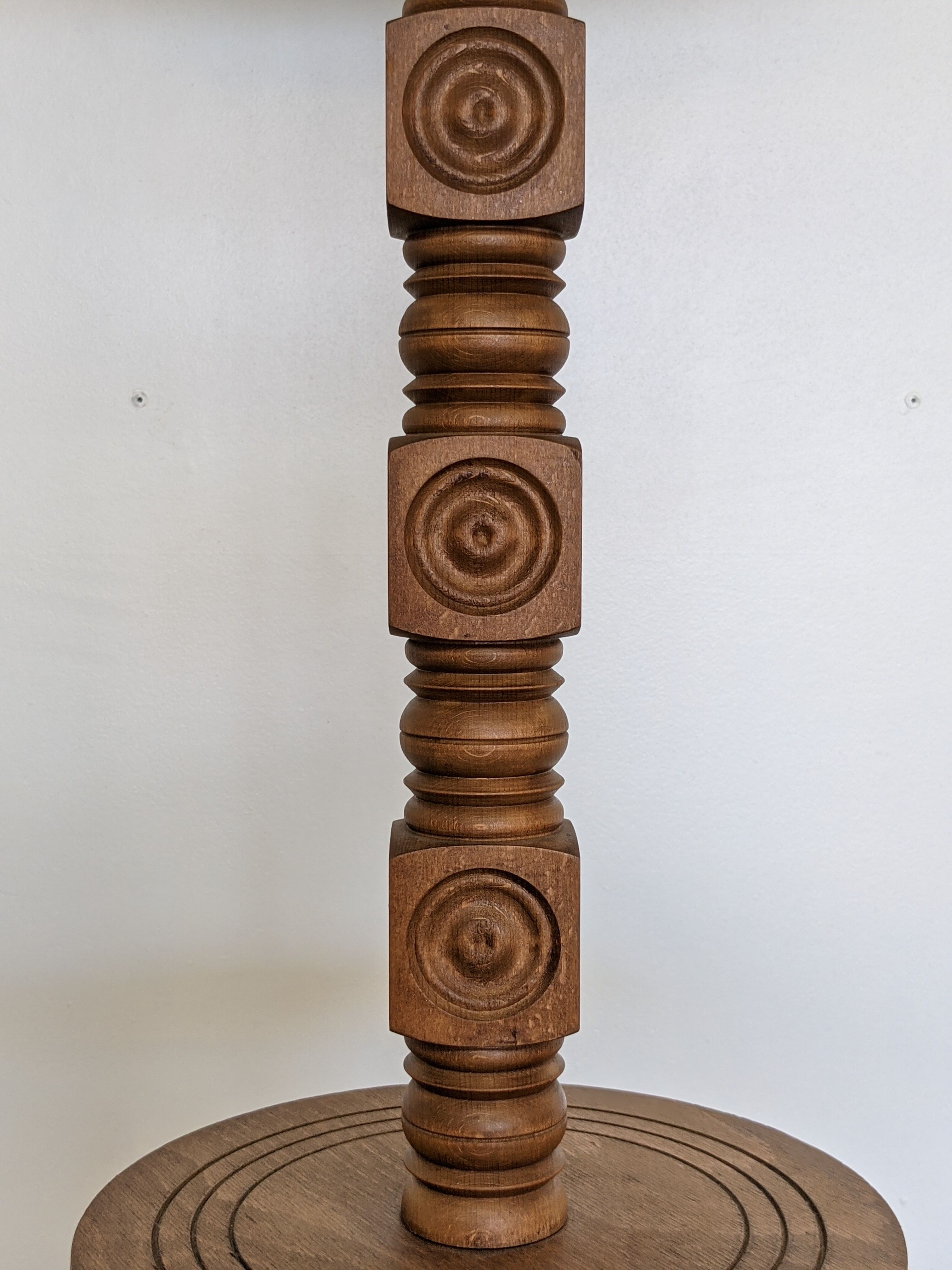 Neo-Basque floor lamp in turned wood - 50s