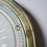 Plateau with handles, moulded glass and brass, Verlys, vintage Art Deco 1930-1940.