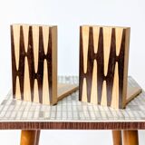 Paire de serre-livres en bois, style Bauhaus, années 1950