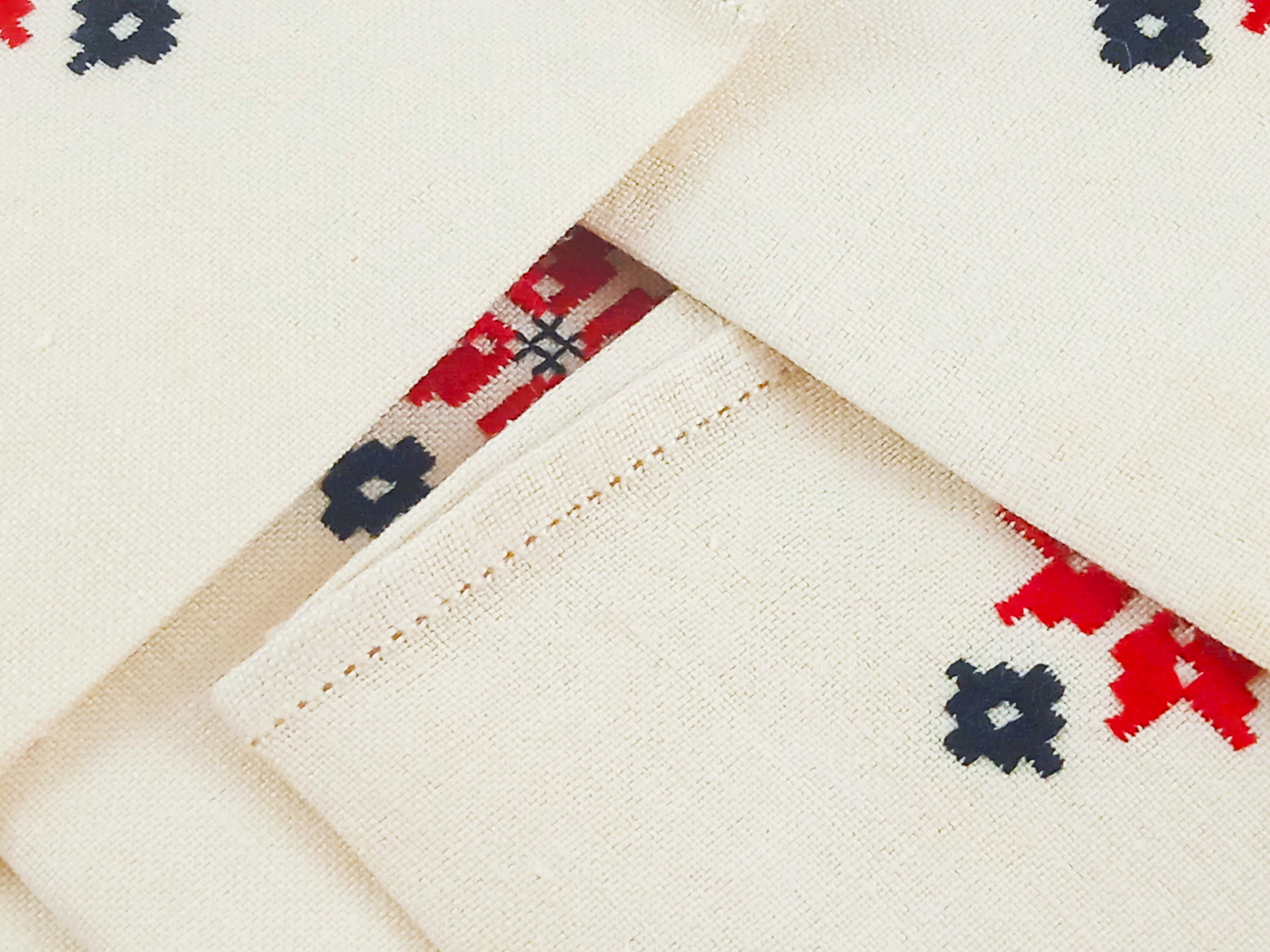 6 serviettes de table en lin et broderie traditionnelle espagnole