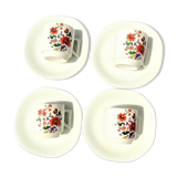 A set of 4 cups and vintage saucers in fine porcelain of the brand m and s
