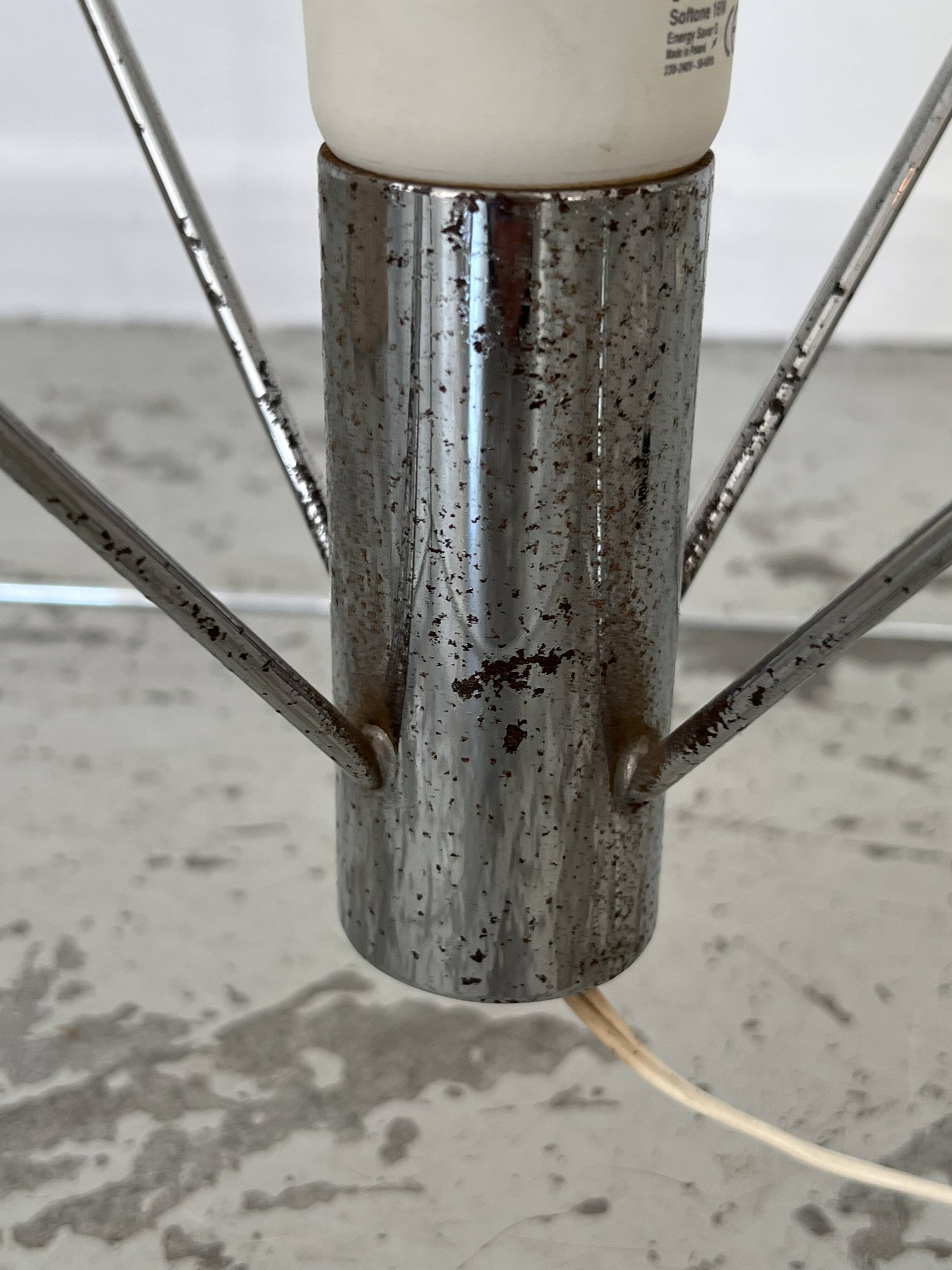 Side table in chromed metal and glass 70s