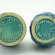 2 red and blue ceramic vases - Bodo Mans Bay Keramik - West Germany Pottery - vintage 60s