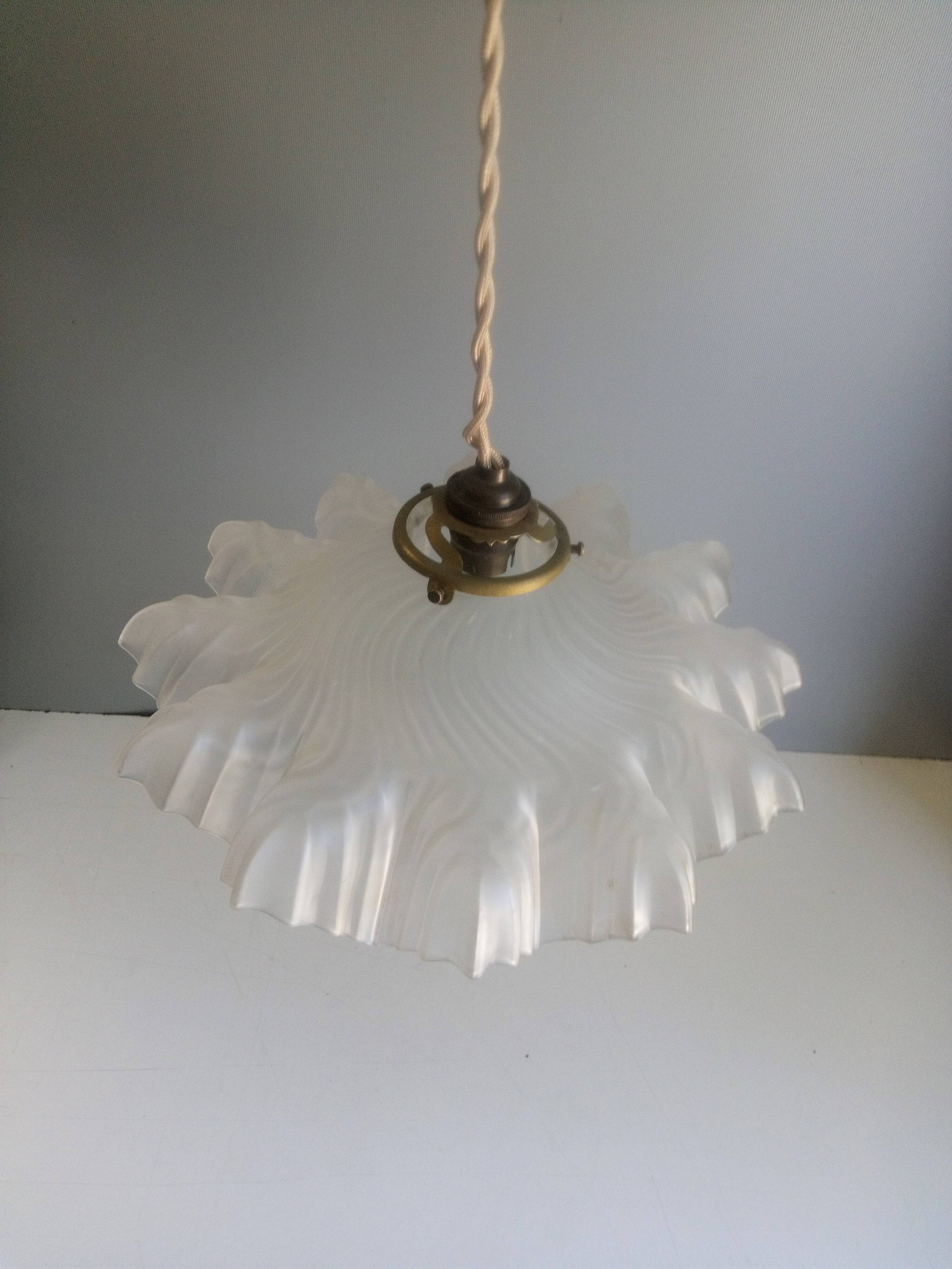 Antique molded glass pendant light - 1930-40