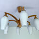 Vintage Pendant Lamp Scandinavian Temde, Wood and Opal Glass, 60s