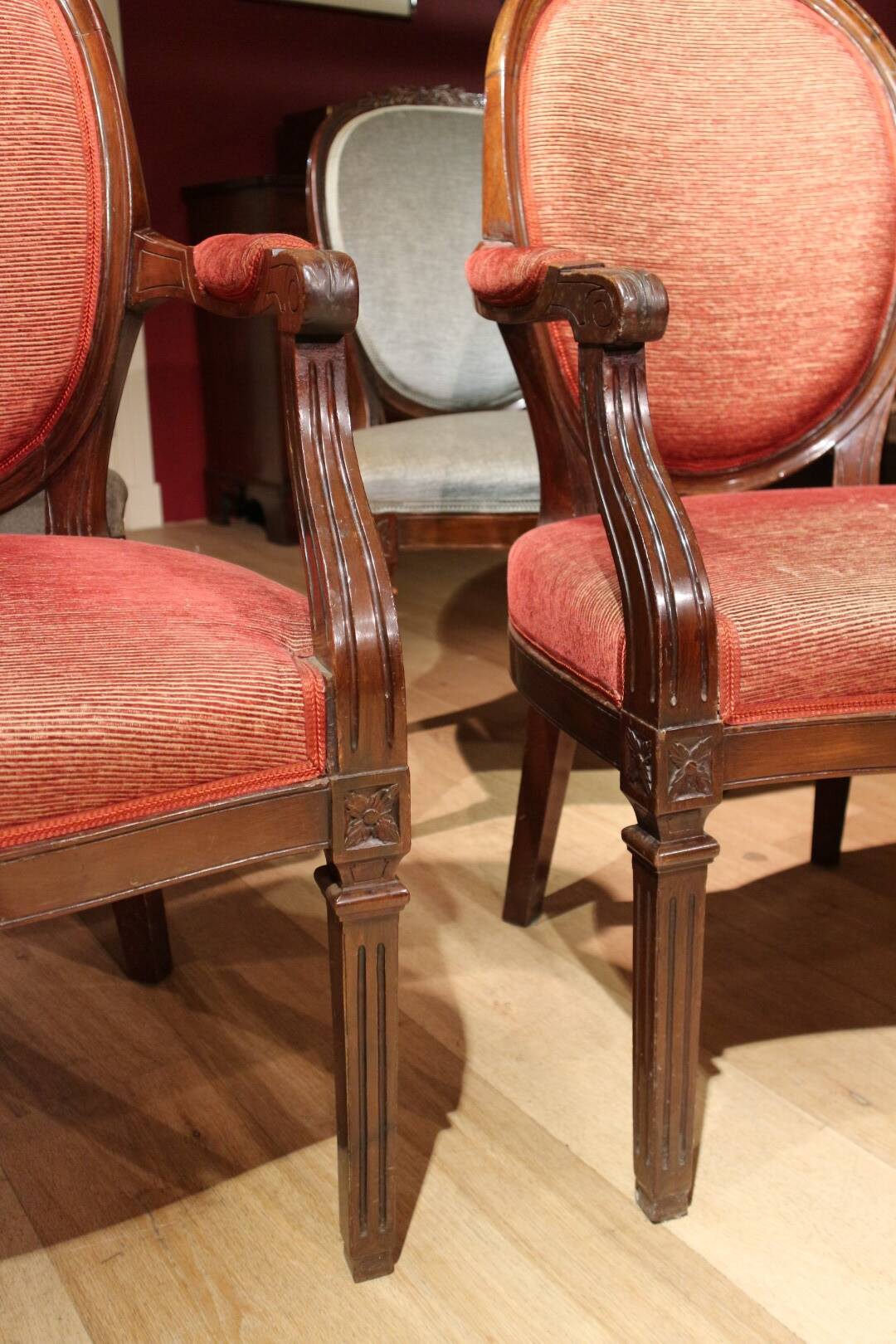 Set of 4 antique mahogany dining room chairs Louis Seize 1780-1810