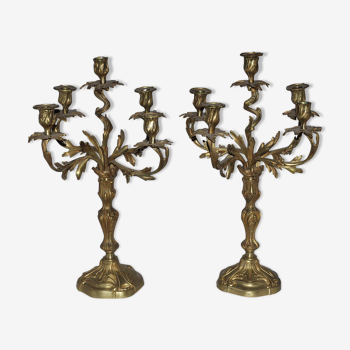 Paire de candélabres en bronze de style Louis XV