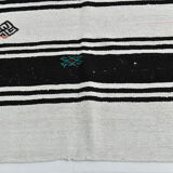 Tapis de chanvre blanc et noir 6x13, 202x404cm