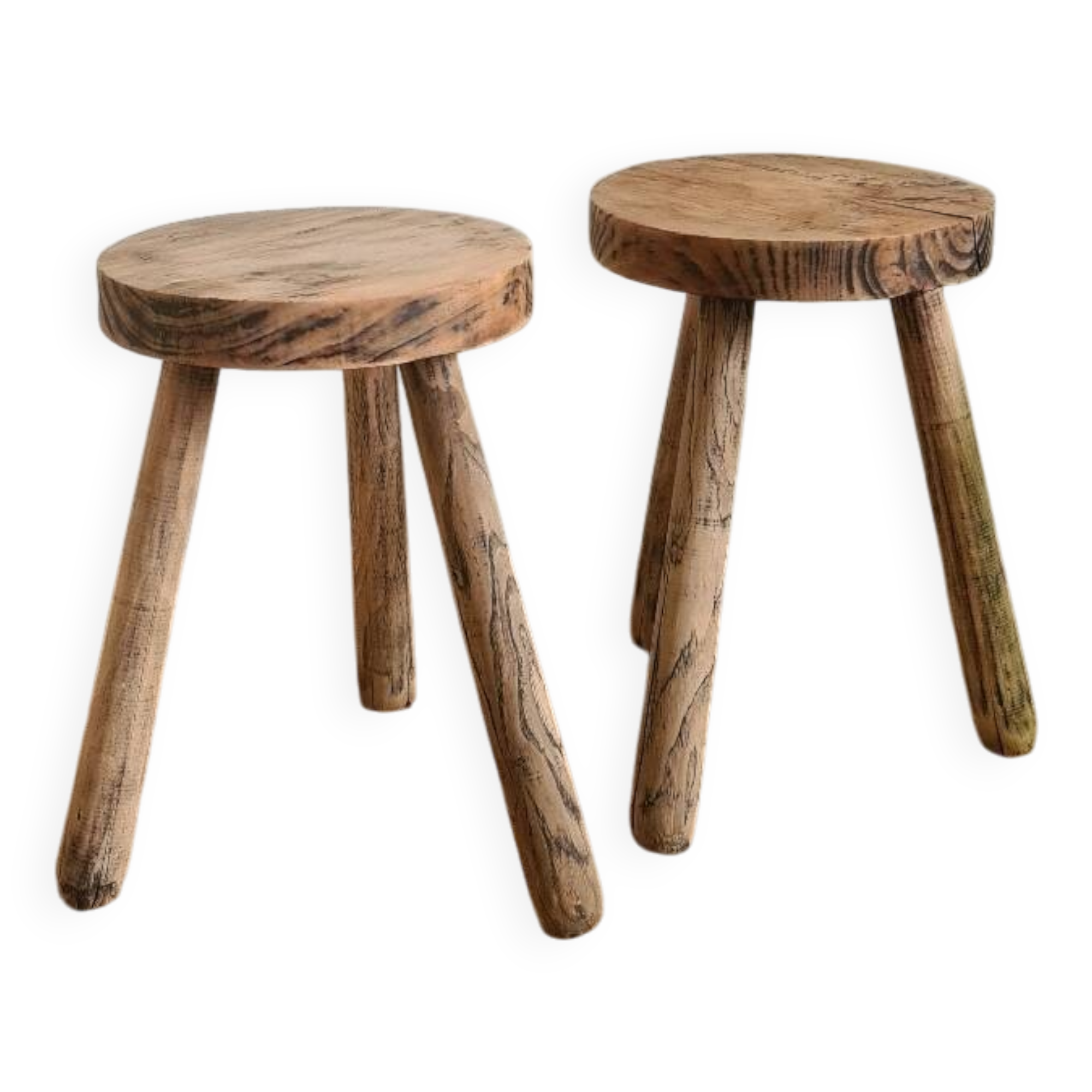 Pair of brutalist tripod stools