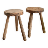 Pair of brutalist tripod stools