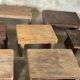 Small auxiliary stool in thick brown upcycled teak (3272)