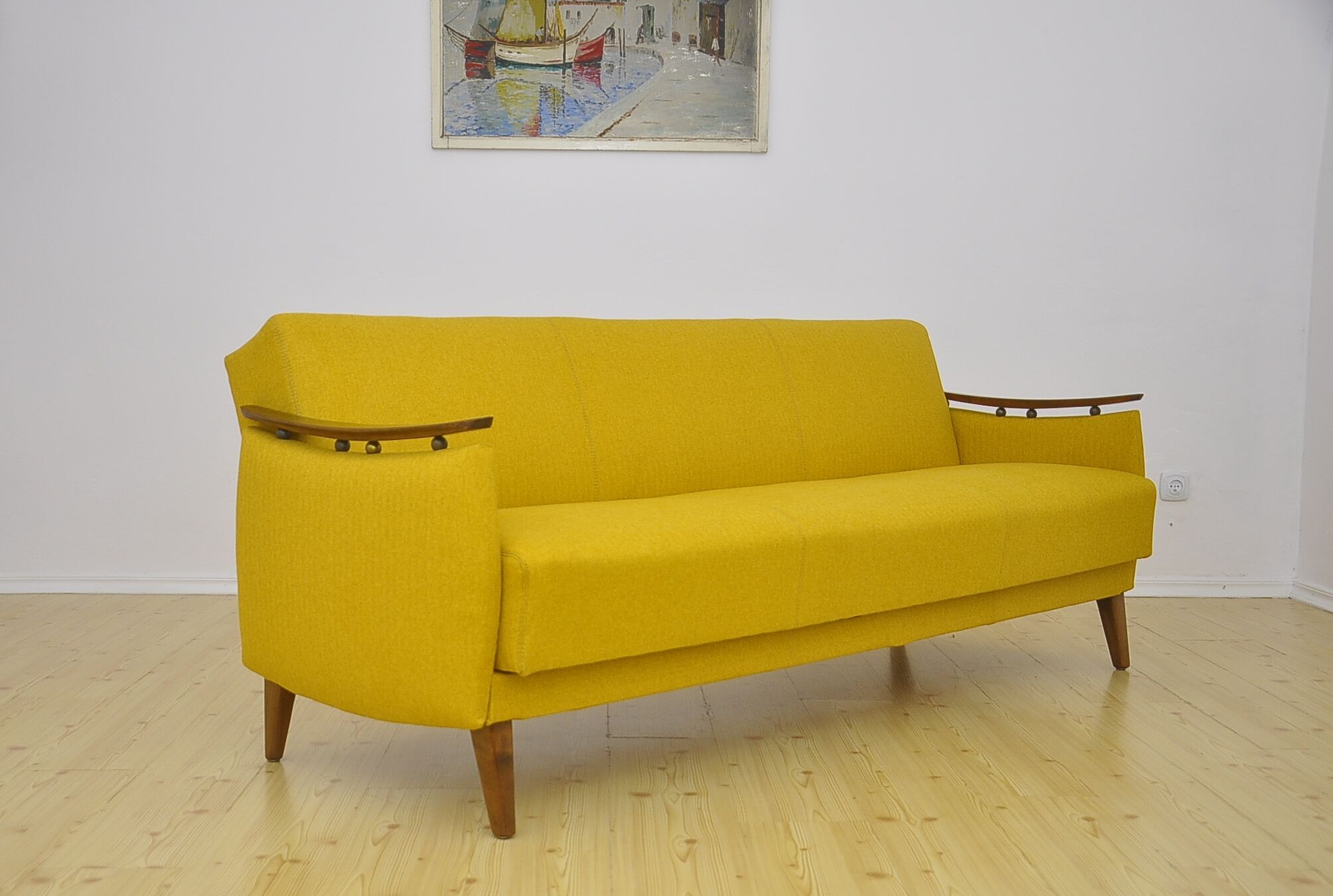 Daybed sofa with fold-out function, 1950s