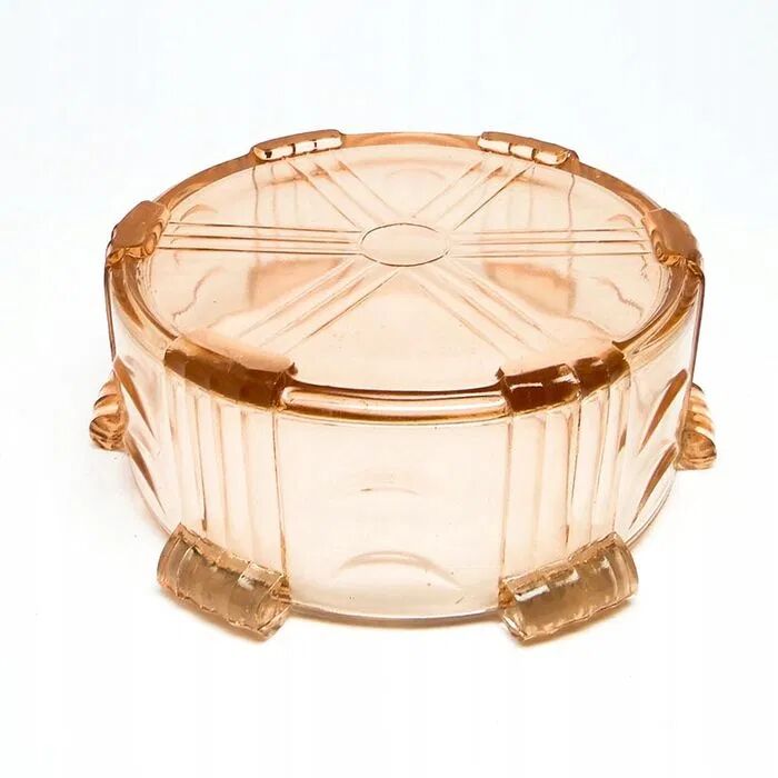 E1e art deco huta stoelzle pink bowl