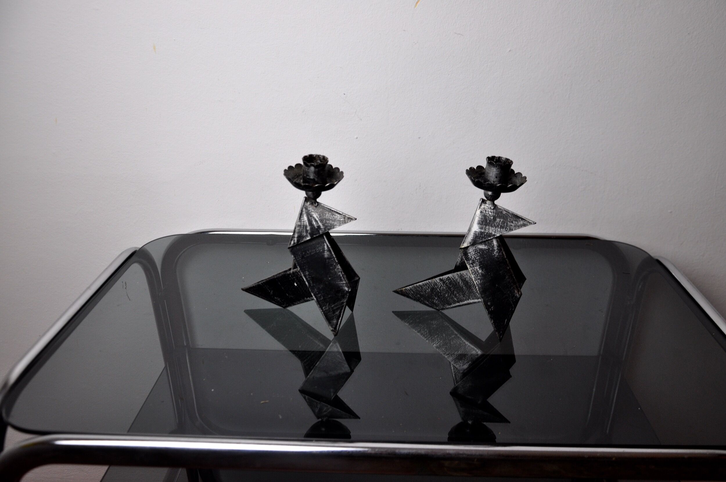 Pair of candlesticks "birds", folk art, Denmark, 1970