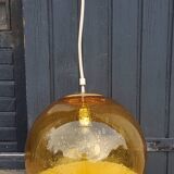 Parscot amber bubbled glass ball design pendant from the 70s