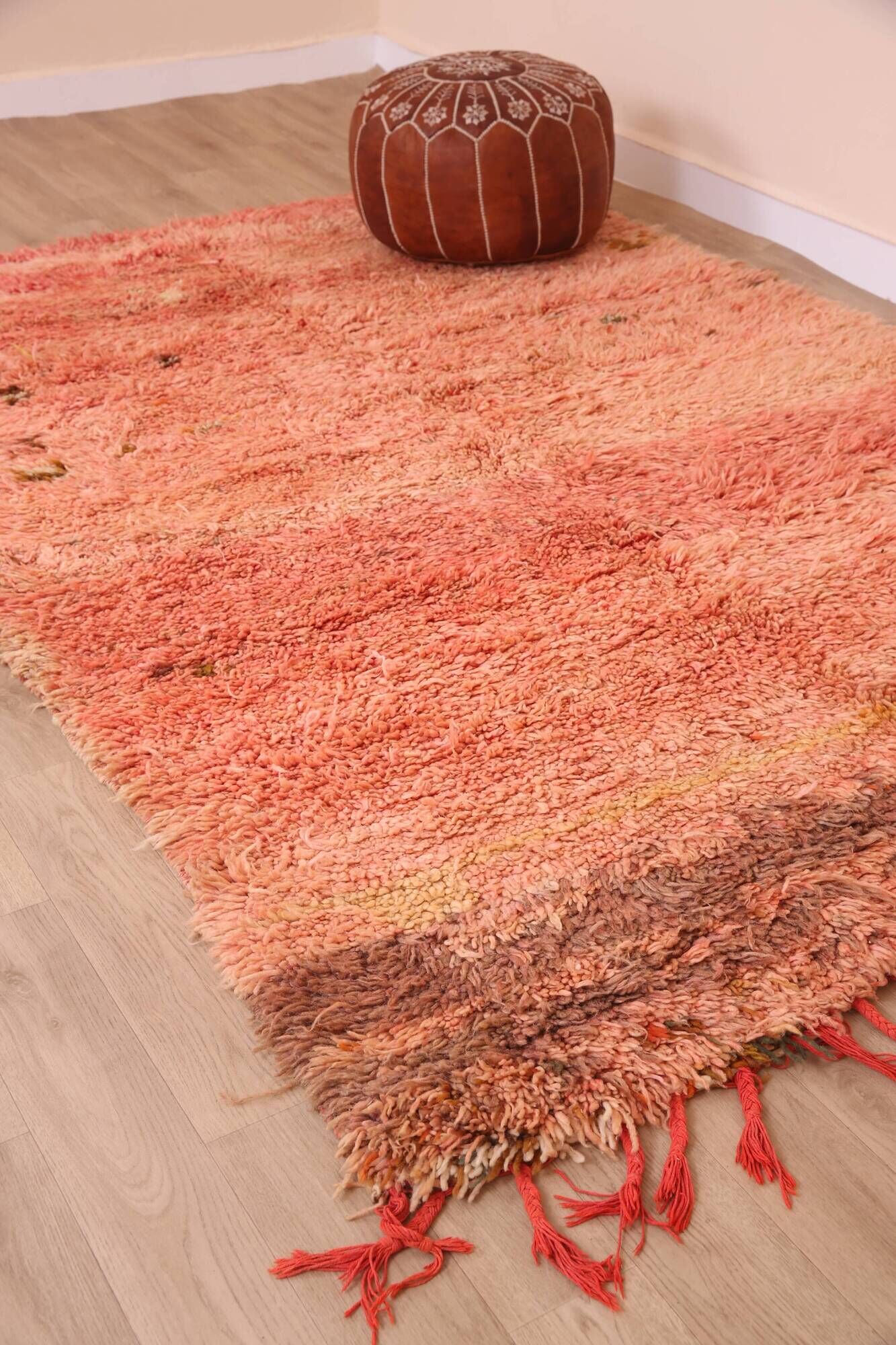 Peach Vintage Moroccan 175 x 246 cm, Berber Wool Rug Handmade, Boho Rug
