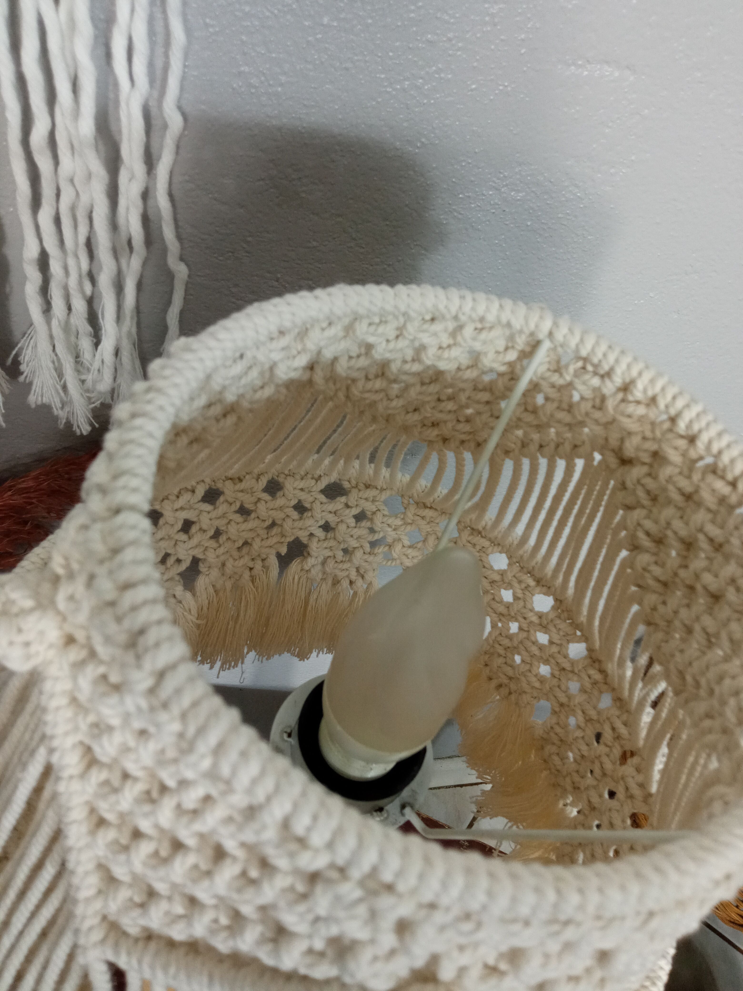 Vintage macramé lamp
