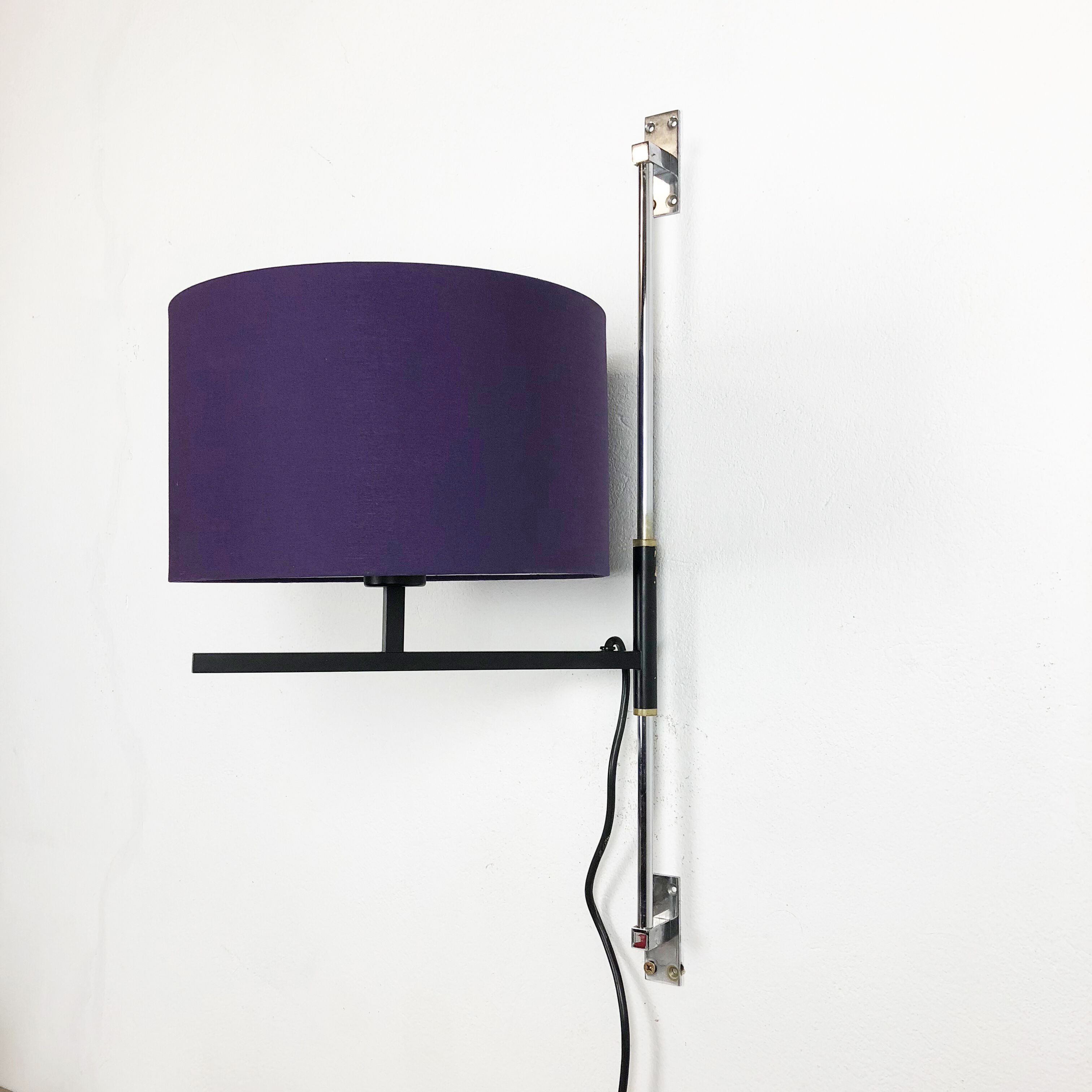 Original minimalist adjustable metal wall light, Germany 1960s