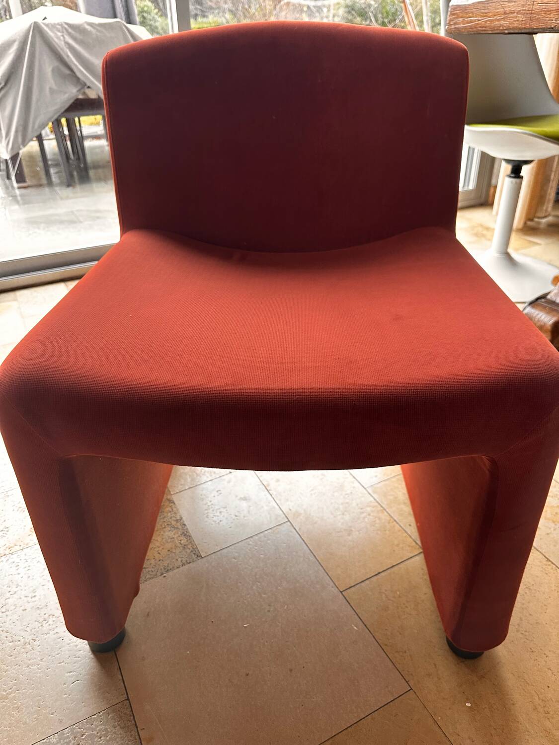 Arfa brick red velvet armchair