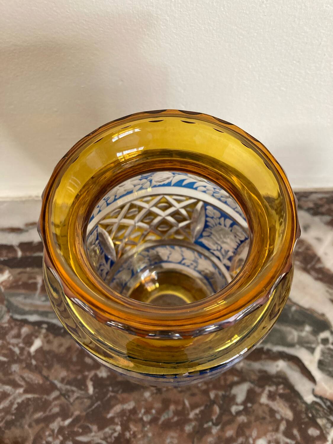 Art Deco polychrome crystal vase