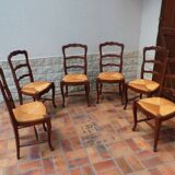 6 straw oak chairs
