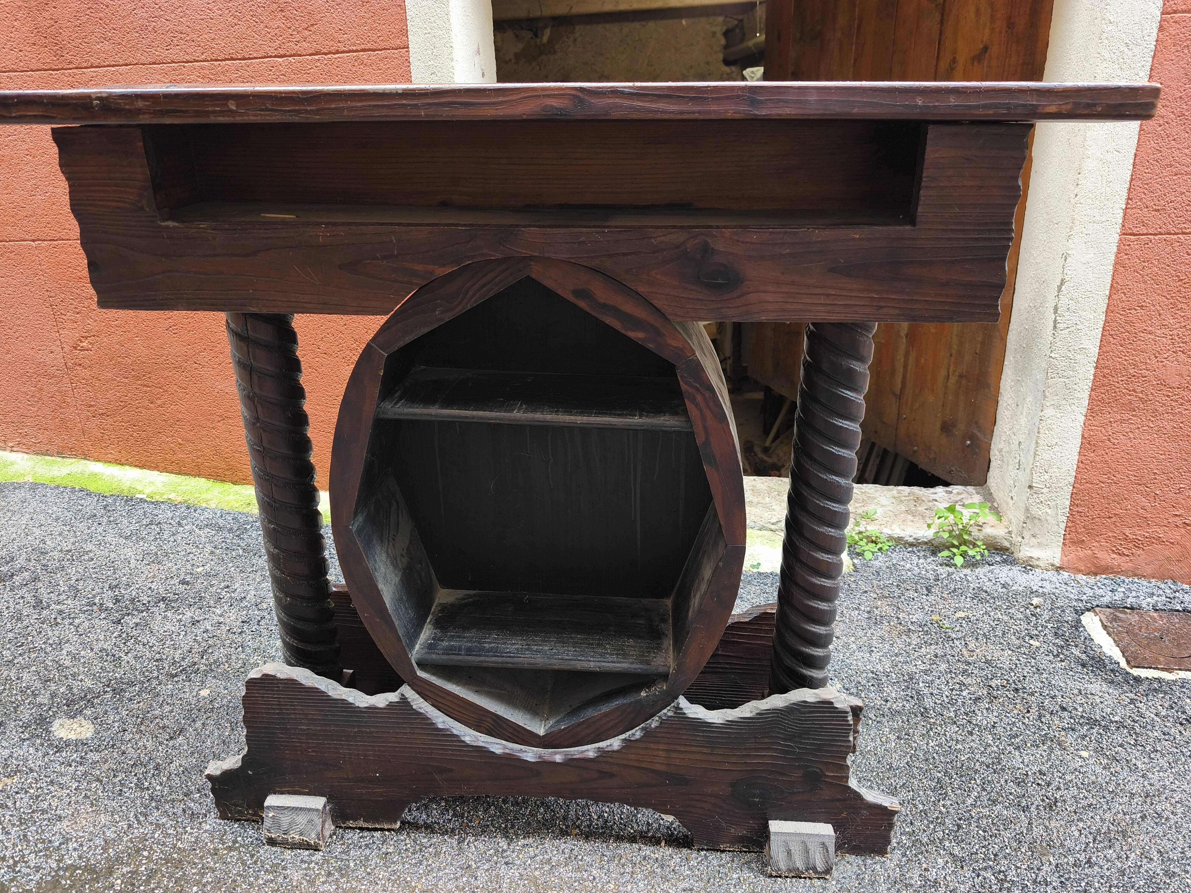 Old Spanish Bar Counter in Solid Pine & Wrought Iron – 1960