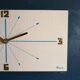Vintage formica clock silent rectangular wall clock "Blue wood flash"