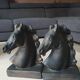 Pair of Horse Bookends with Flaming Manes. Ceramic.