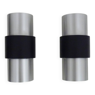 Pair of wall sconces Philips in chrome and black from the 1960s.