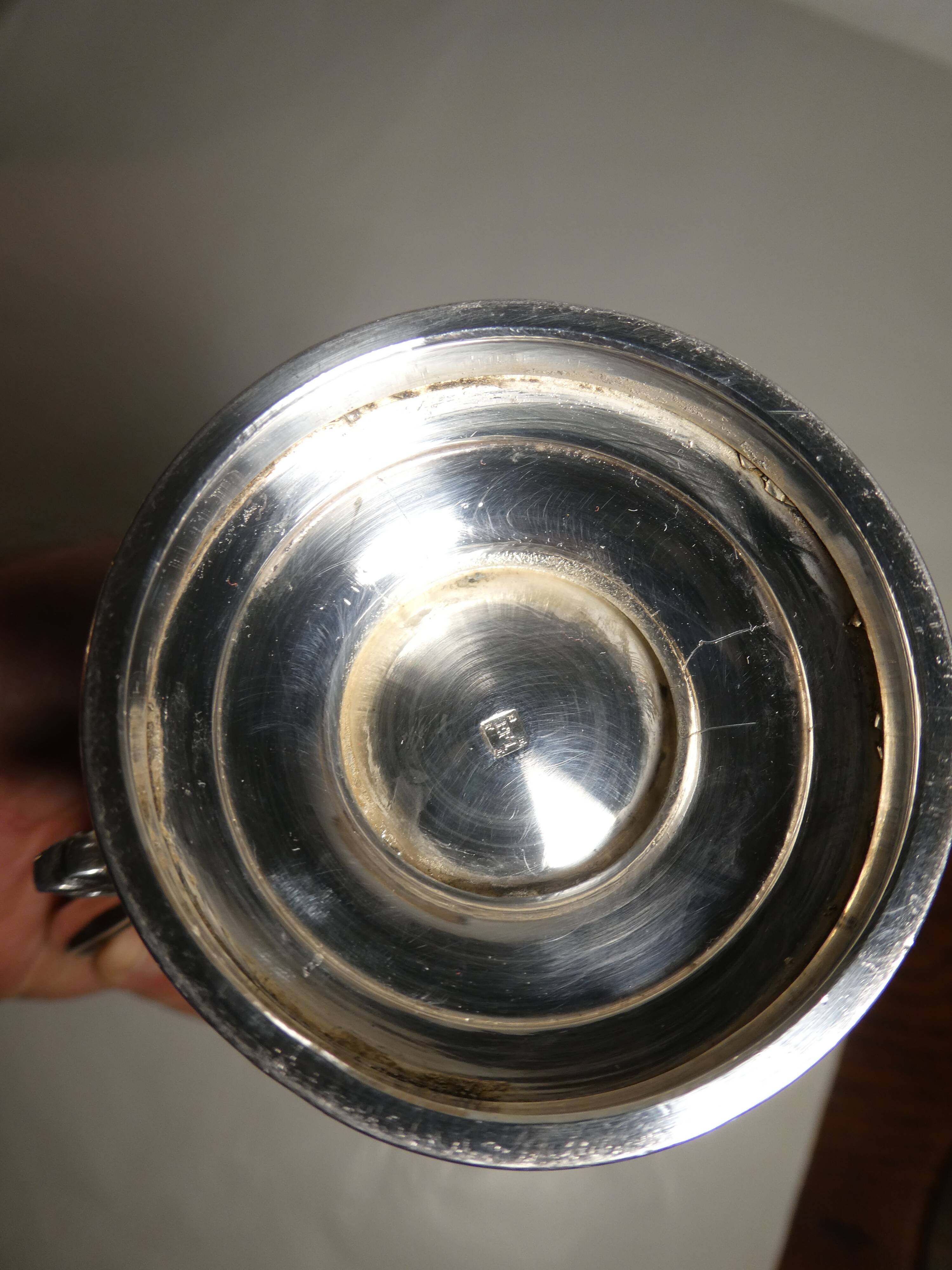 Louis XVI style silver-plated teapot and milk jug