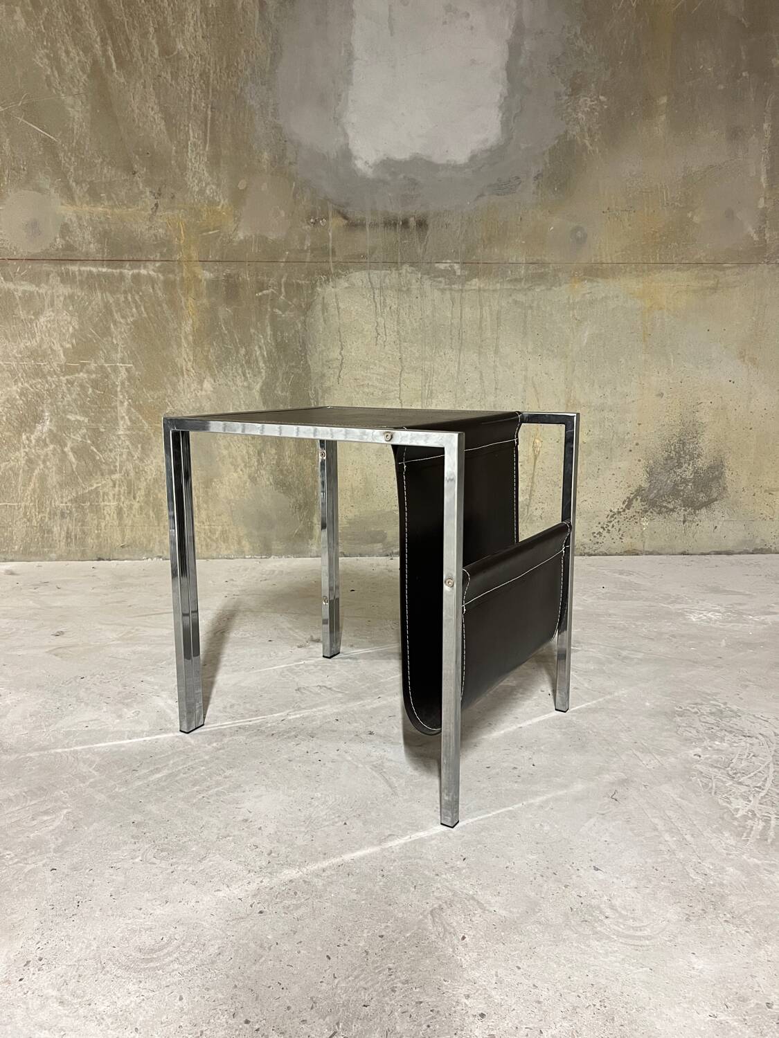 Mid Century Vintage Magazine Holder Side Table