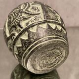 Terracotta vase with green digging patina with animal decoration