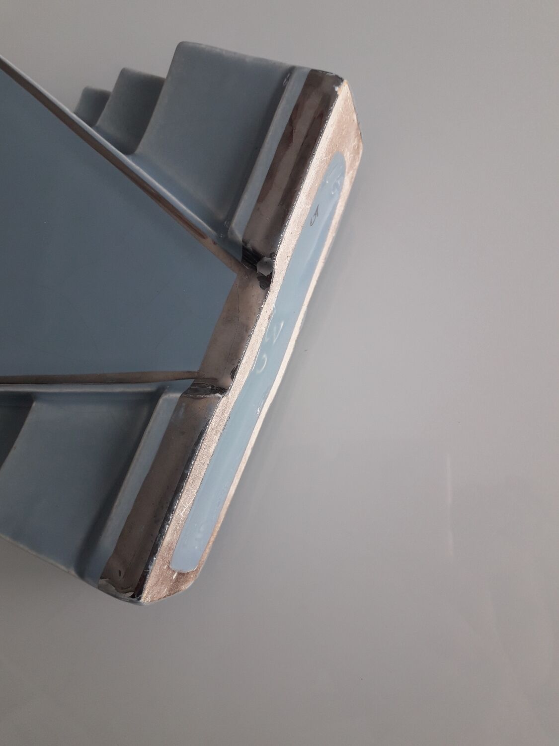 Art deco vase in sky blue and silver ceramics