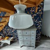 Vintage powdery grey opaline pendant lamp