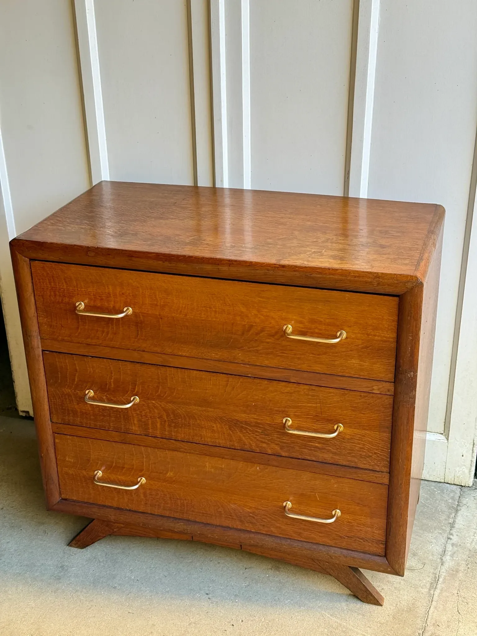 Vintage wooden chest of drawers with tapered legs - 1950s/60s