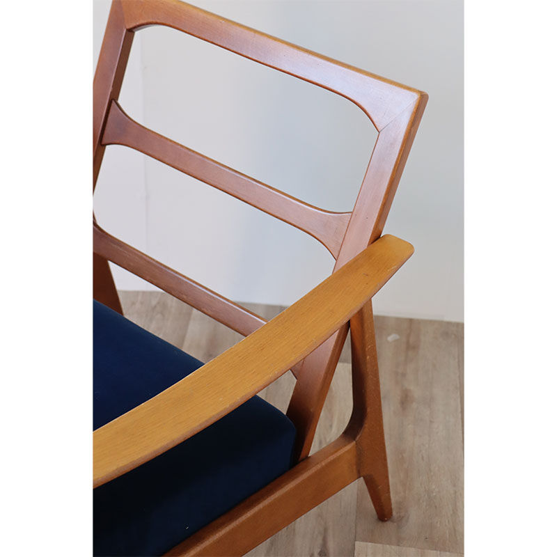 Scandinavian armchair in wood and velvet circa 1960