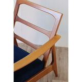 Scandinavian armchair in wood and velvet circa 1960