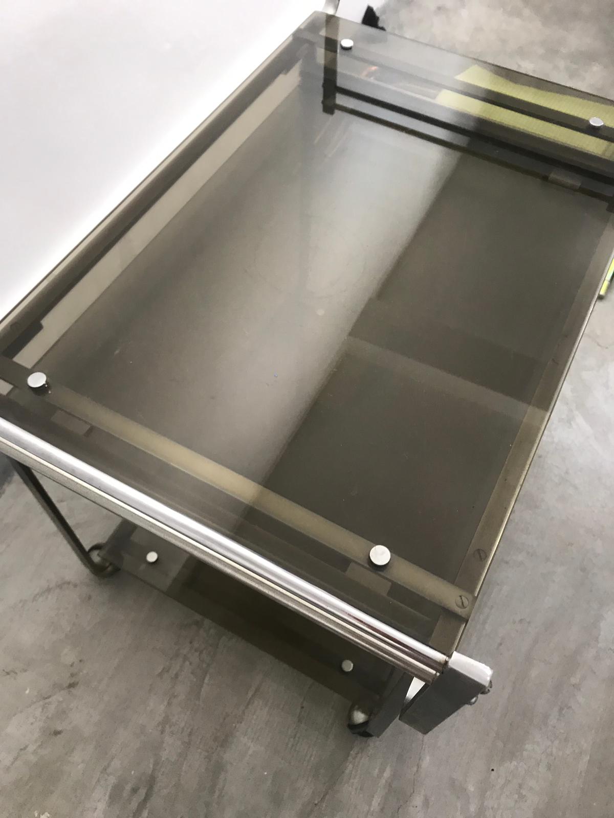 Desserte tray smoky grey glass