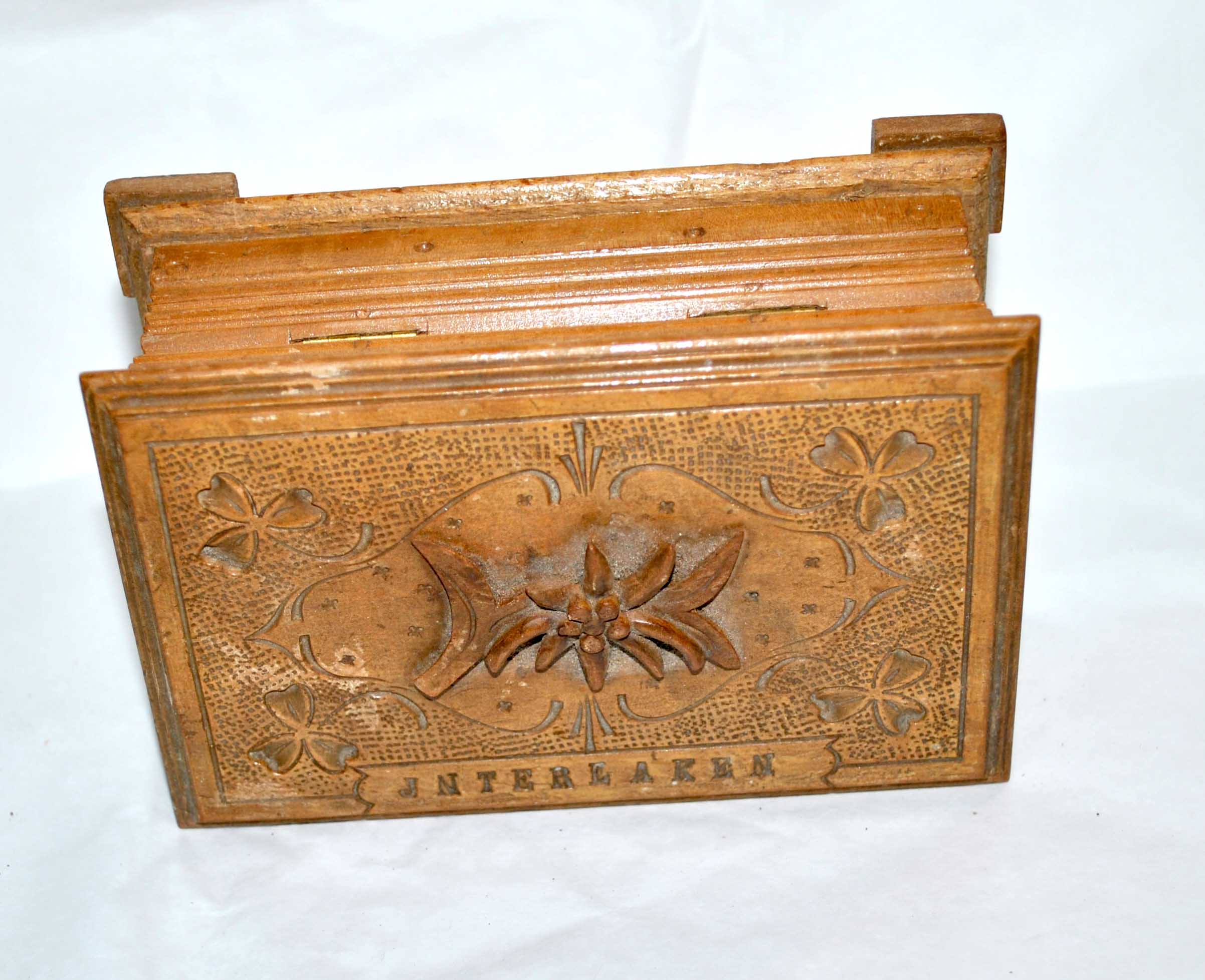 Vintage Edelweiss carved wooden box