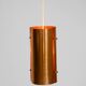 Two 50s tube pendant lamps consisting of two screwed-together copper bowls
