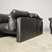 Moroso sofa set and armchairs in black leather, 1984