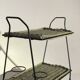 Vintage rolling table from 1960 - green rattan and black tubular metal